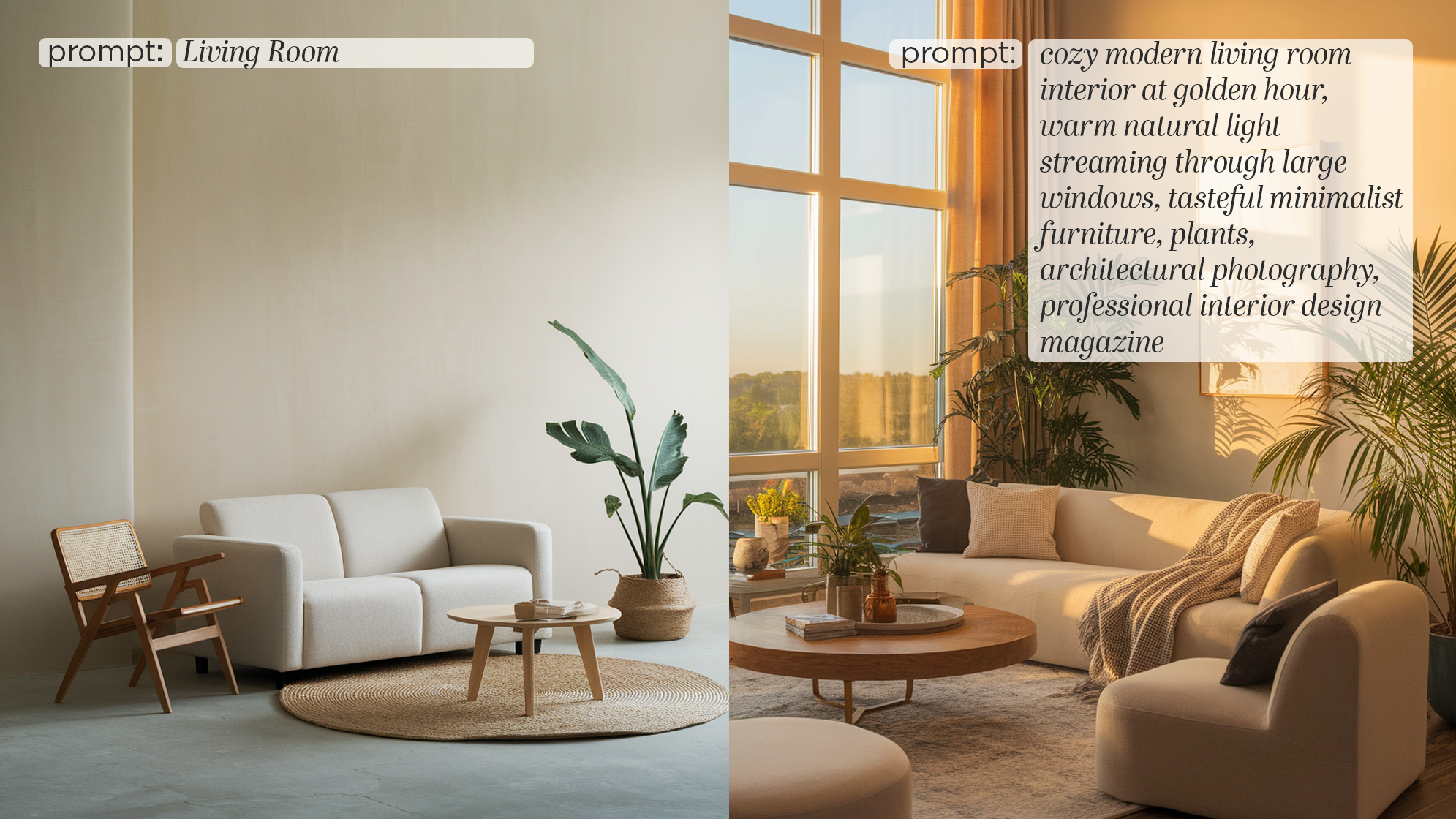 Confronto tra immagini AI generate con prompt generico e prompt specifico