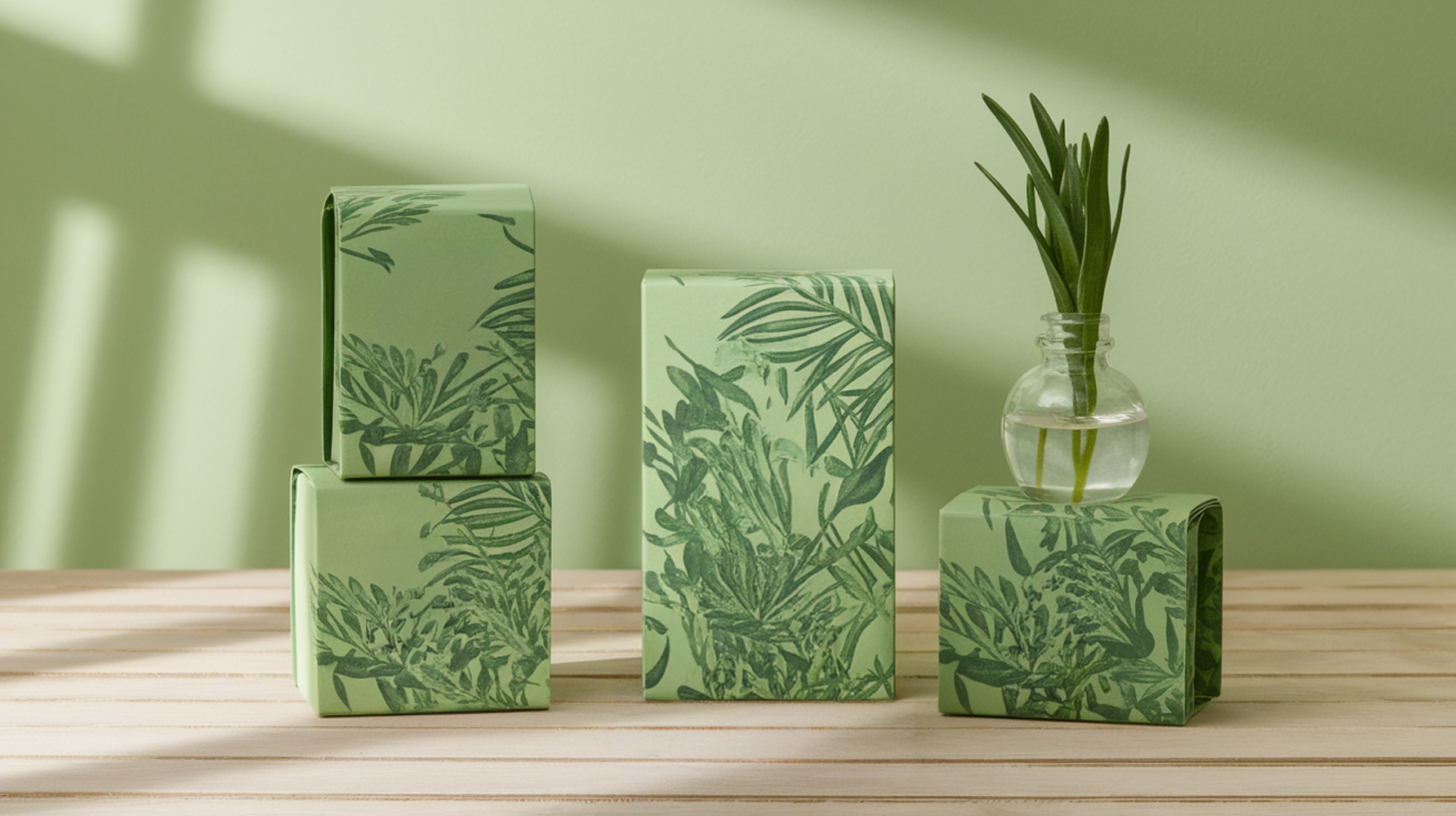Packaging generico verde, tipico dei prodotti naturali e biologici