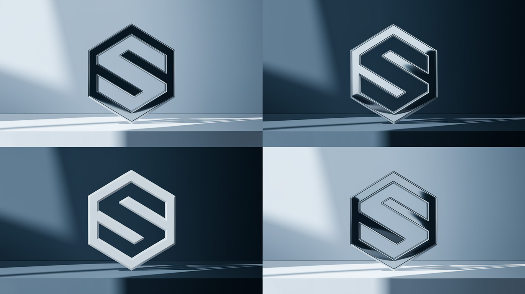 Sequenza di rotazione di un logo 3D, come in un'animazione