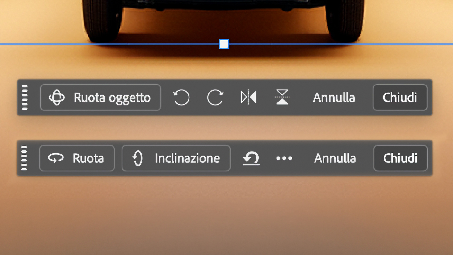 Il pulsante Rotate Object nella barra contestuale di Photoshop