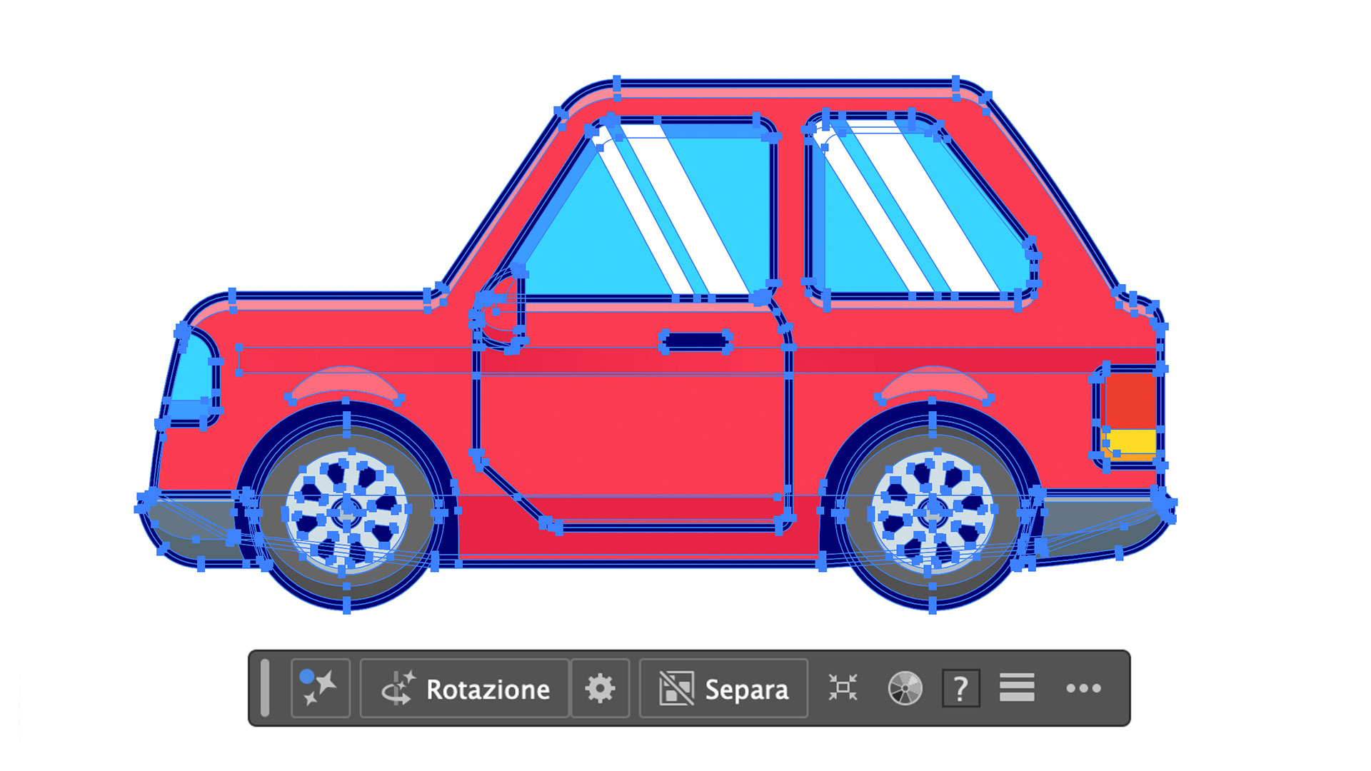 Turntable di Illustrator: un personaggio vettoriale visto da angolazioni diverse