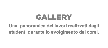 GALLERY Una panoramica dei lavori realizzati dagli studenti durante lo svolgimento dei corsi.